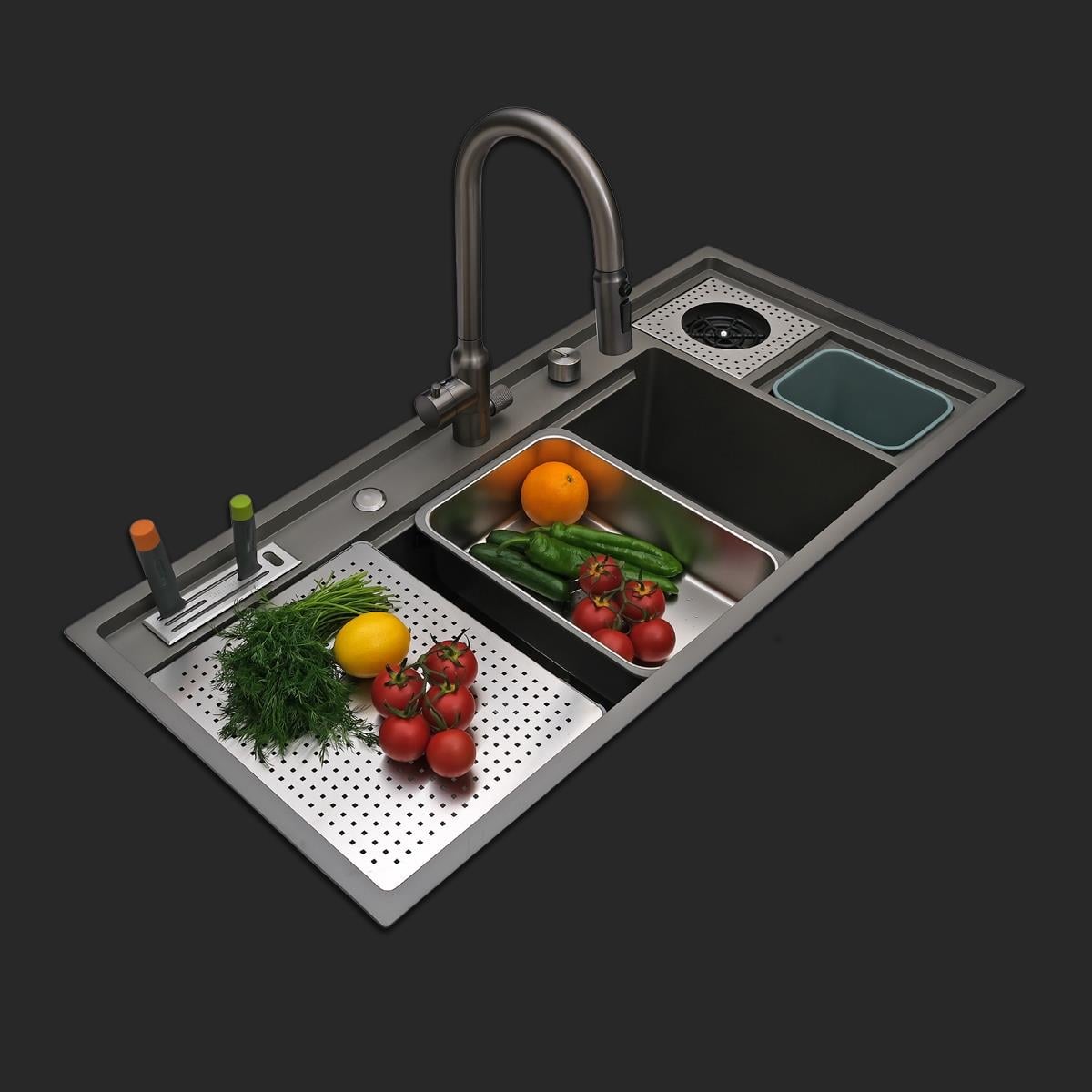 Verona El Yapımı Nano Eviye Seti 106x48 cm Mat Gri (Gun Grey)