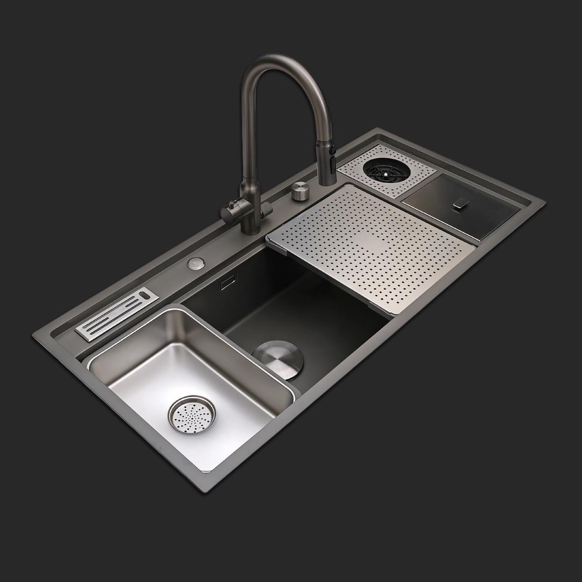 Verona El Yapımı Nano Eviye Seti 106x48 cm Mat Gri (Gun Grey)