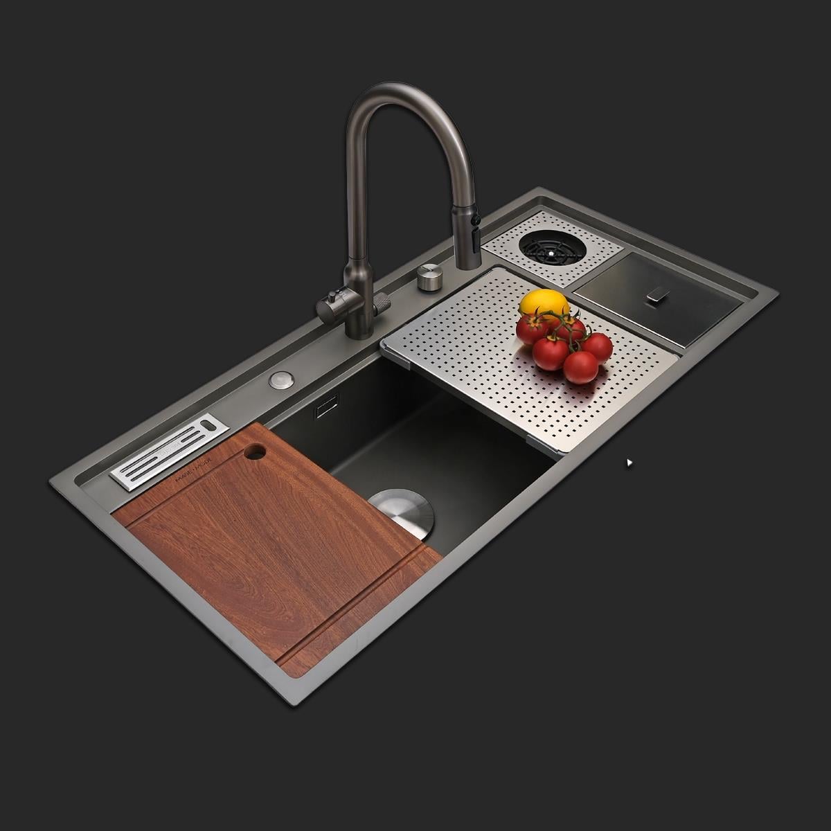 Verona El Yapımı Nano Eviye Seti 106x48 cm Mat Gri (Gun Grey)