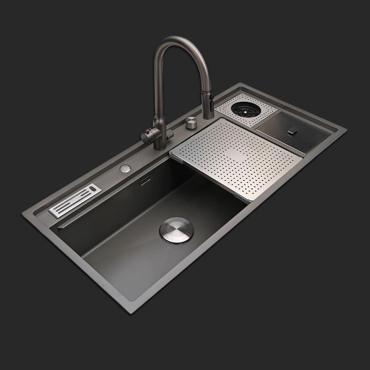 Verona El Yapımı Nano Eviye Seti 106x48 cm Mat Gri (Gun Grey)