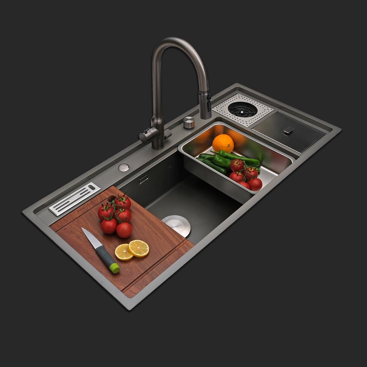 Verona El Yapımı Nano Eviye Seti 106x48 cm Mat Gri (Gun Grey)