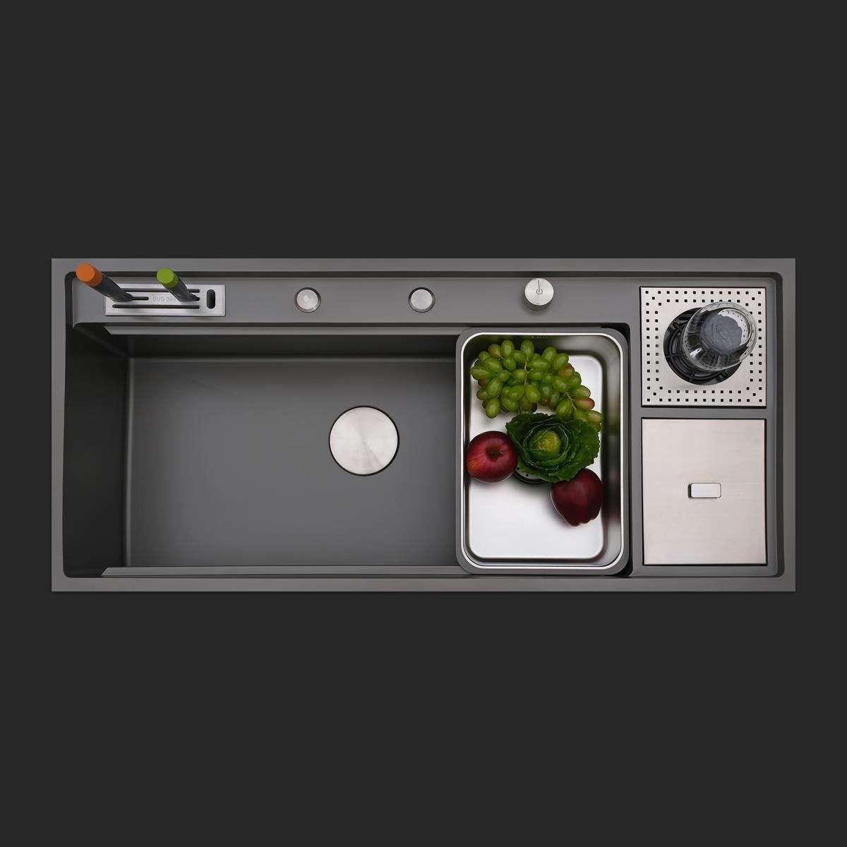 Verona El Yapımı Nano Eviye Seti 106x48 cm Mat Gri (Gun Grey)
