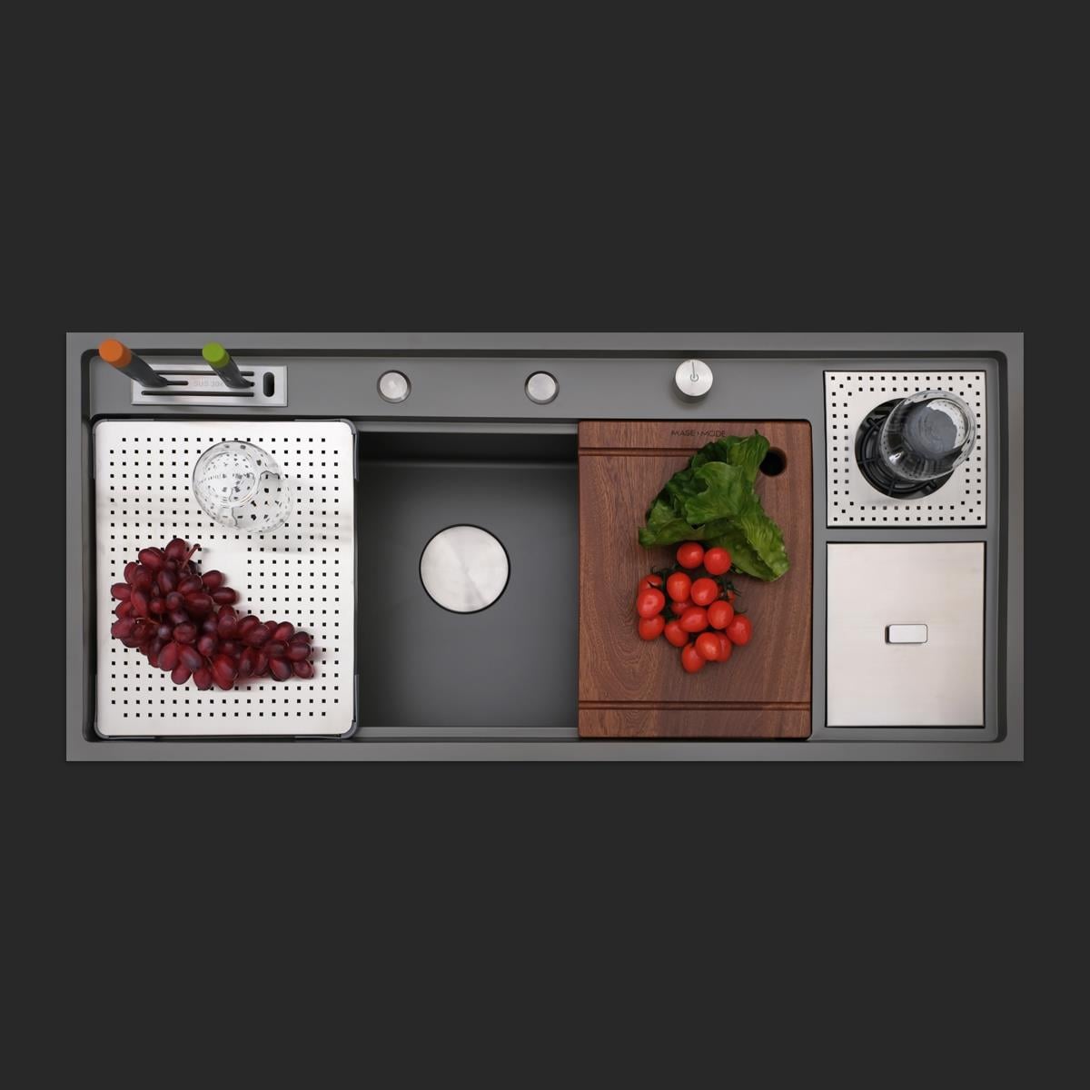 Verona El Yapımı Nano Eviye Seti 106x48 cm Mat Gri (Gun Grey)