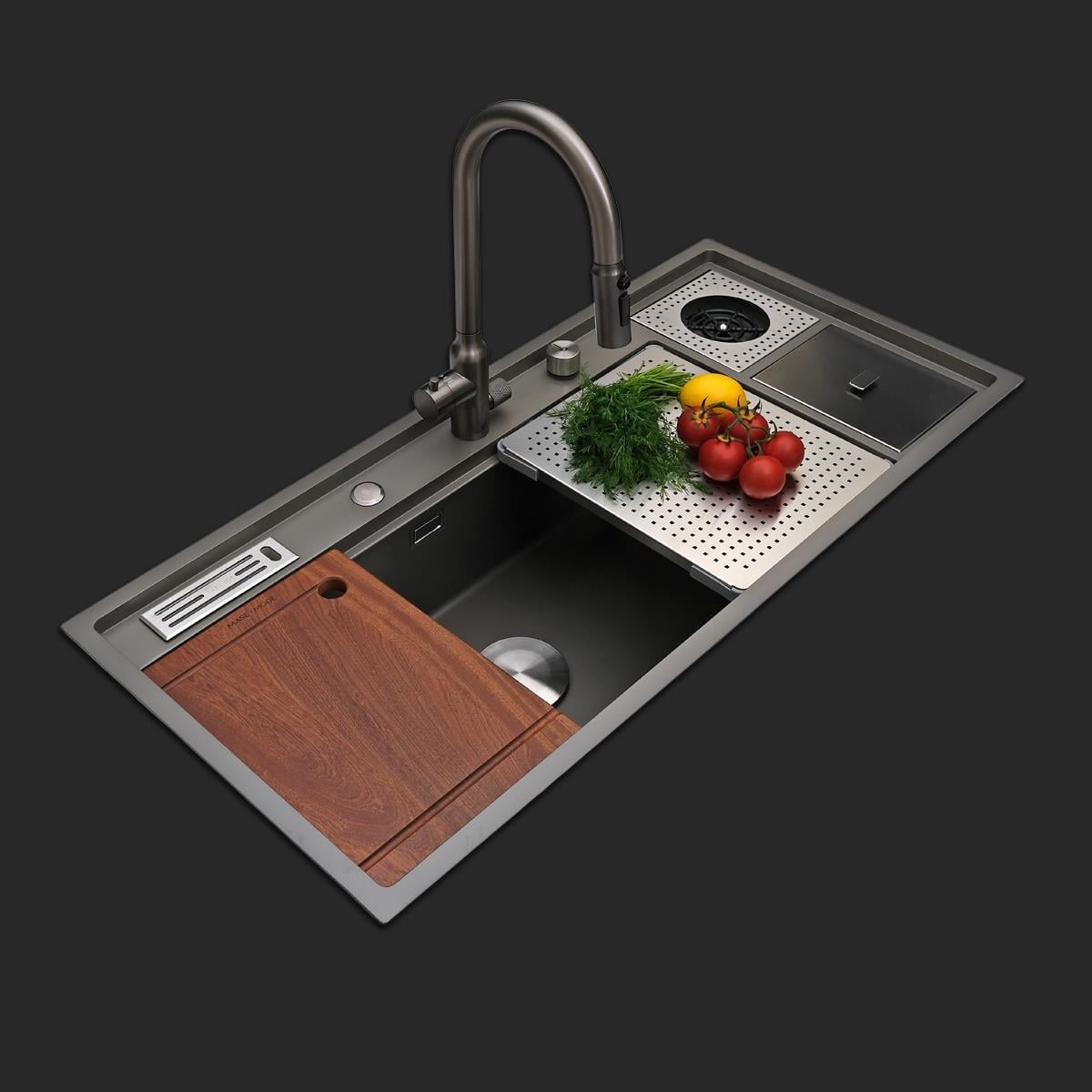Verona El Yapımı Nano Eviye Seti 106x48 cm Mat Gri (Gun Grey)