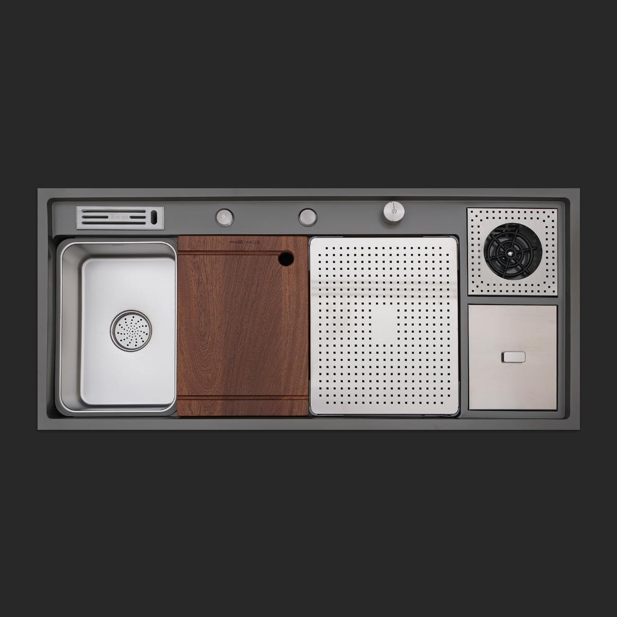 Verona El Yapımı Nano Eviye Seti 106x48 cm Mat Gri (Gun Grey)