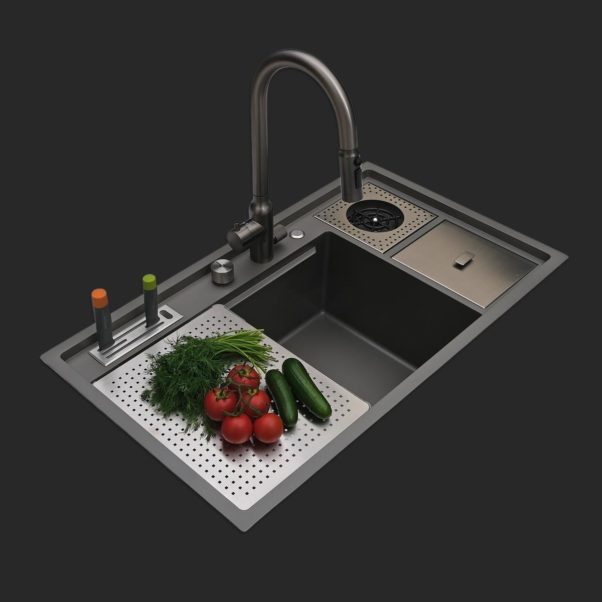 Verona El Yapımı Nano Eviye Seti 85x48 cm Mat Gri (Gun Grey)