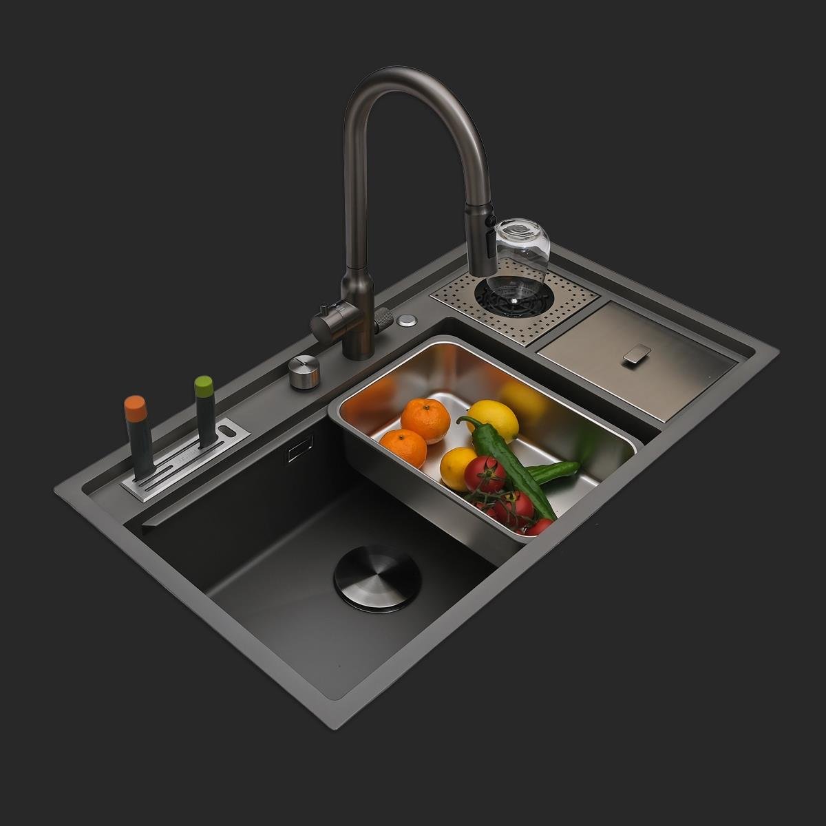 Verona El Yapımı Nano Eviye Seti 85x48 cm Mat Gri (Gun Grey)