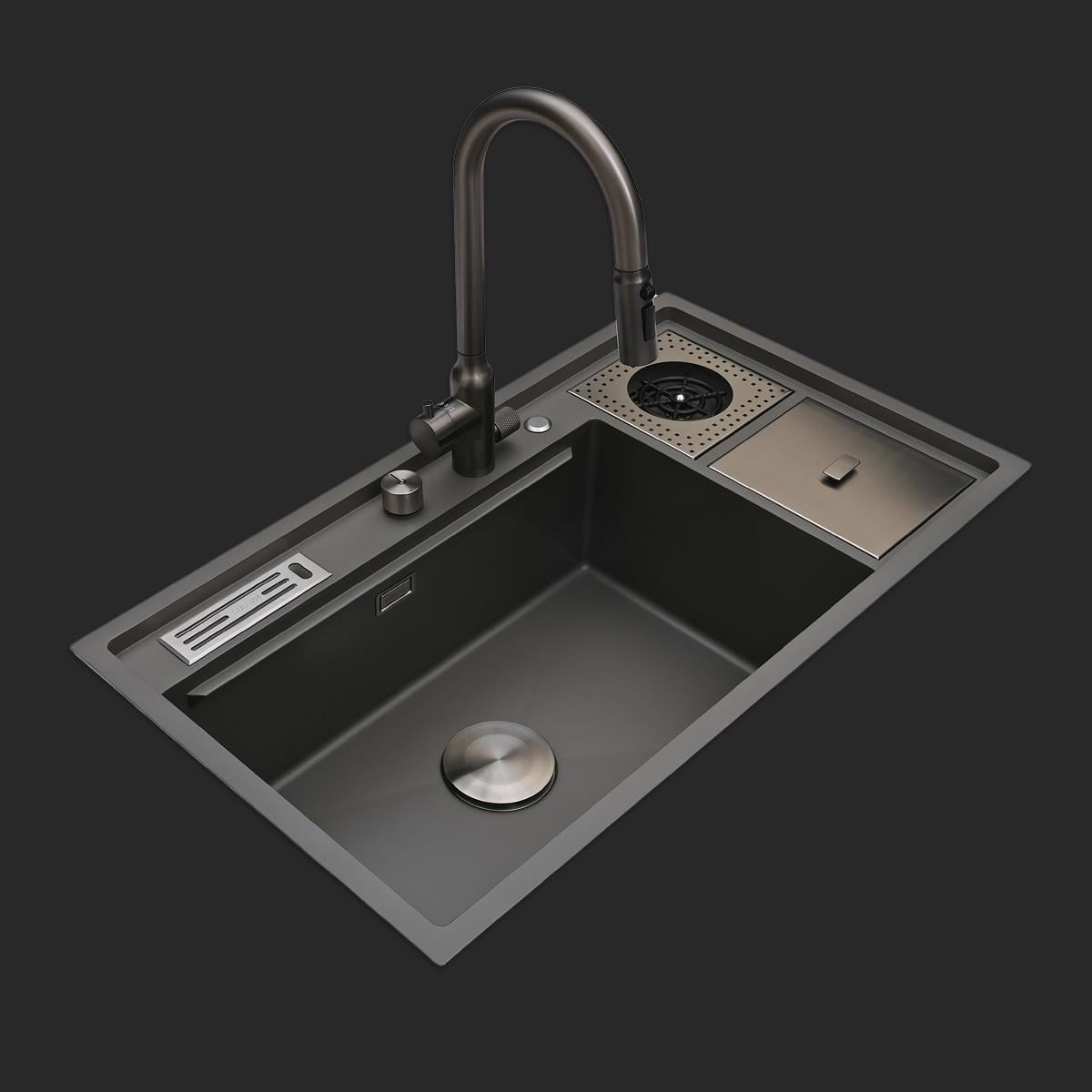 Verona El Yapımı Nano Eviye Seti 85x48 cm Mat Gri (Gun Grey)