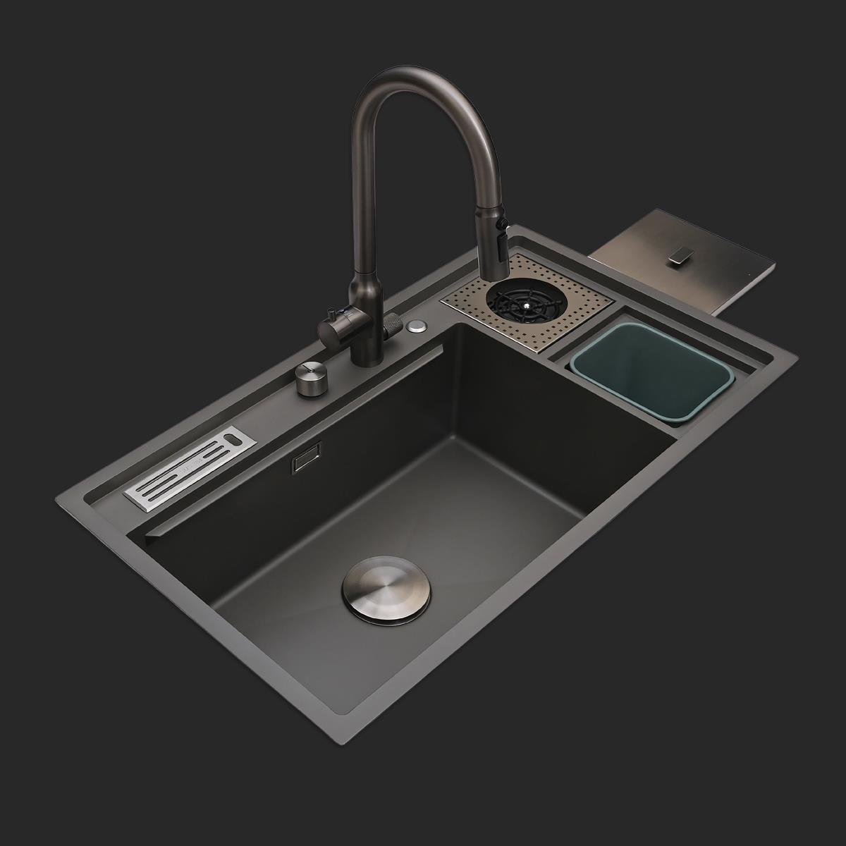 Verona El Yapımı Nano Eviye Seti 85x48 cm Mat Gri (Gun Grey)
