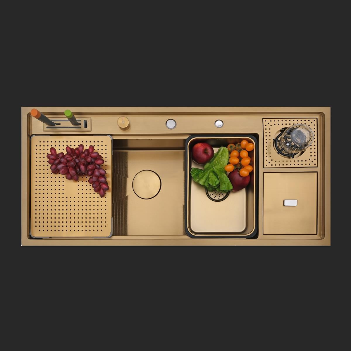 Verona El Yapımı PVD Eviye Seti 106x48 cm Altın (Gold)