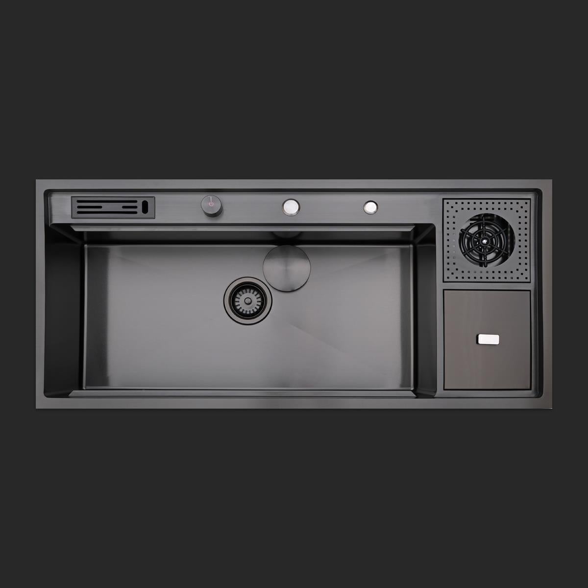 Verona El Yapımı PVD Eviye Seti 106x48 cm Siyah (Black)