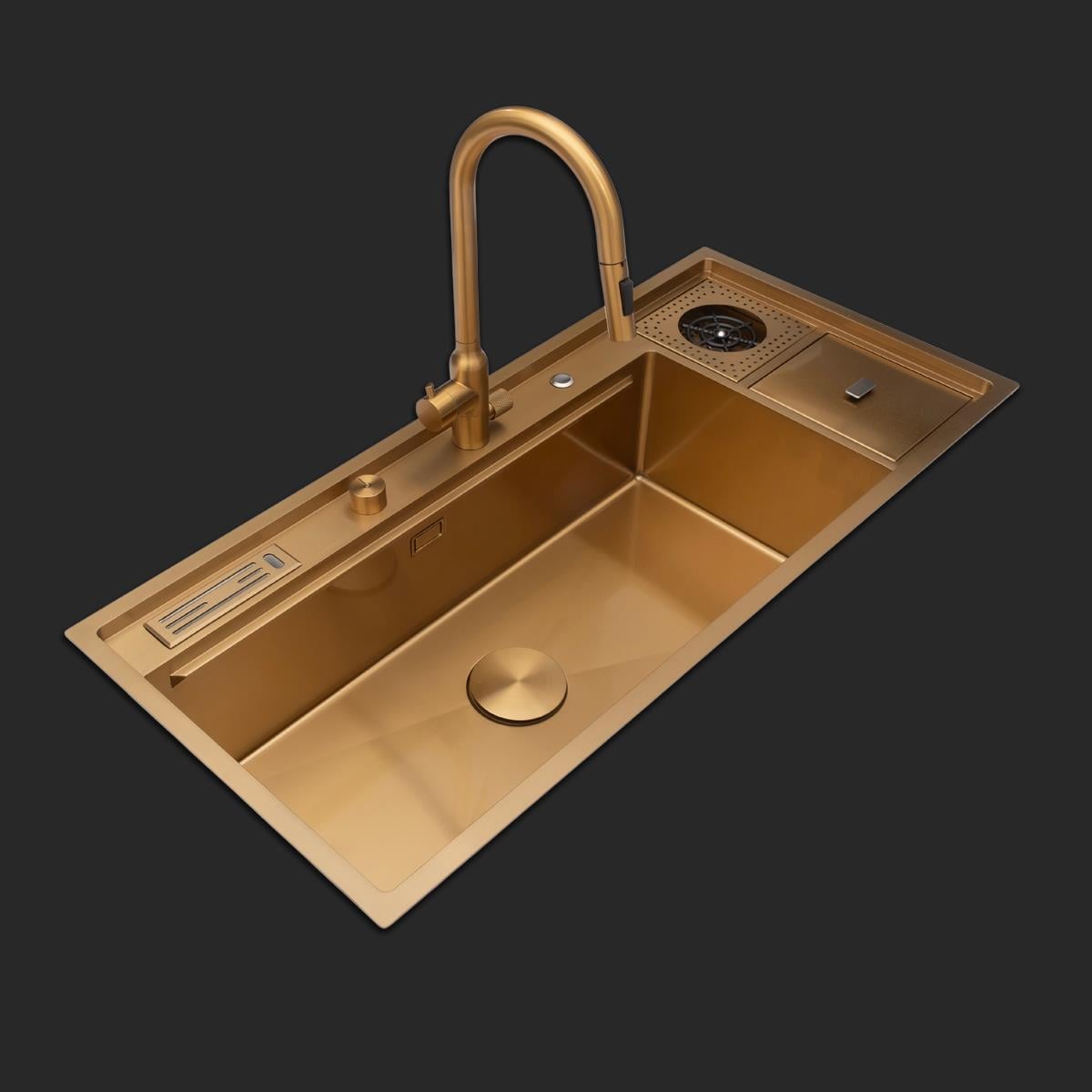 Verona El Yapımı PVD Eviye Seti 106x48 cm Altın (Gold)