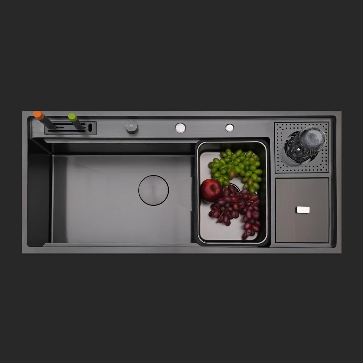 Verona El Yapımı PVD Eviye Seti 106x48 cm Siyah (Black)
