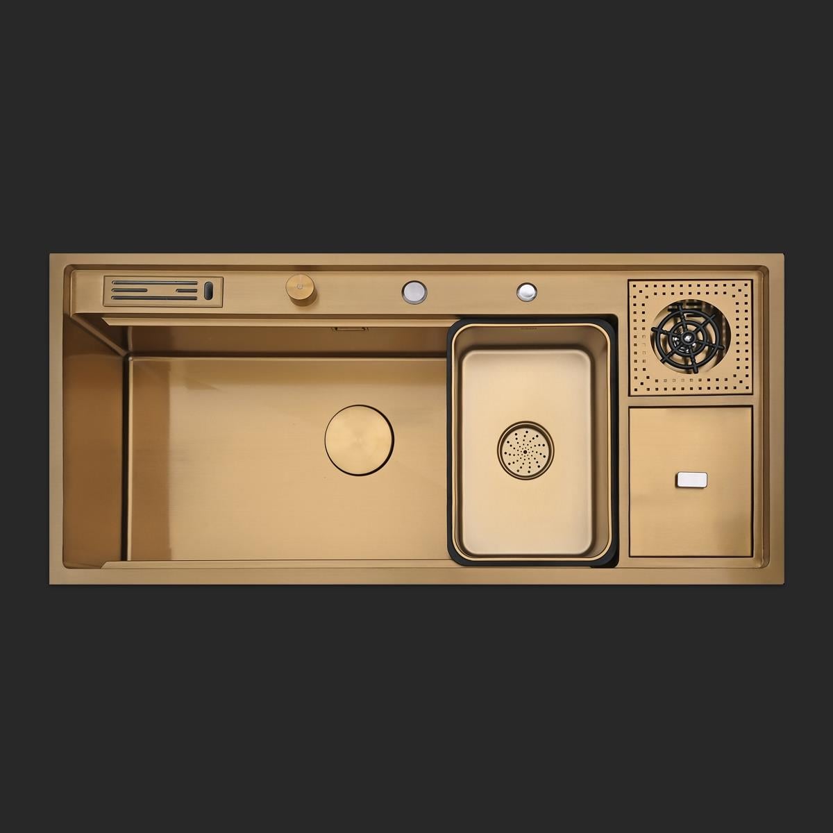 Verona El Yapımı PVD Eviye Seti 106x48 cm Altın (Gold)