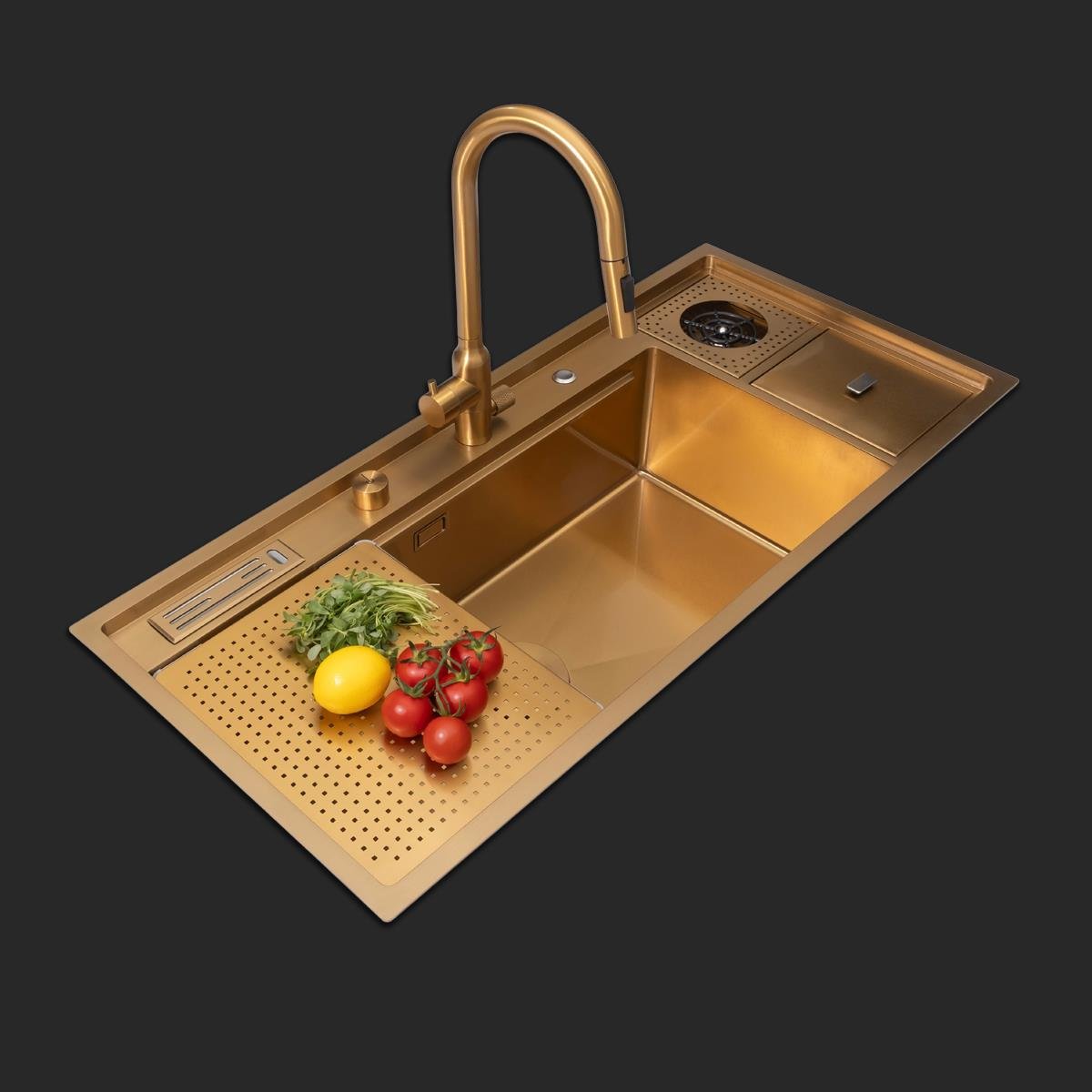 Verona El Yapımı PVD Eviye Seti 106x48 cm Altın (Gold)