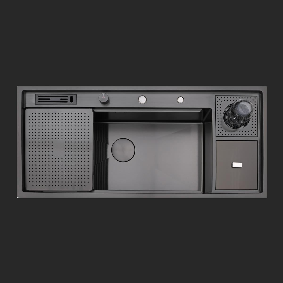 Verona El Yapımı PVD Eviye Seti 106x48 cm Siyah (Black)