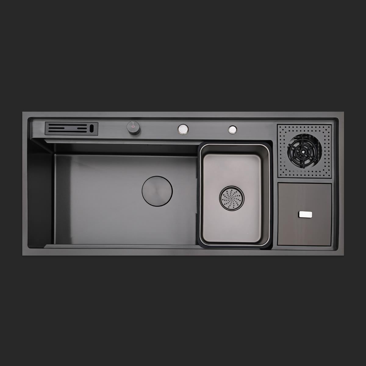 Verona El Yapımı PVD Eviye Seti 106x48 cm Siyah (Black)