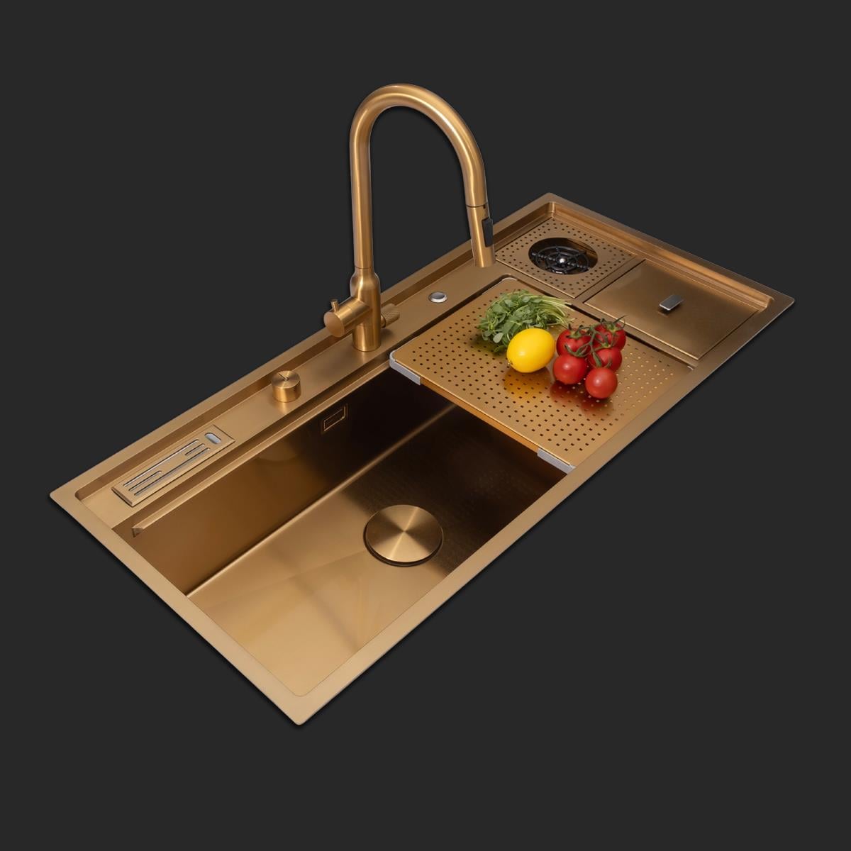 Verona El Yapımı PVD Eviye Seti 106x48 cm Altın (Gold)