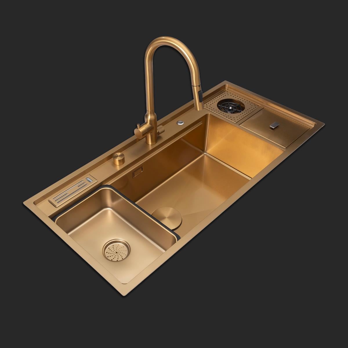Verona El Yapımı PVD Eviye Seti 106x48 cm Altın (Gold)