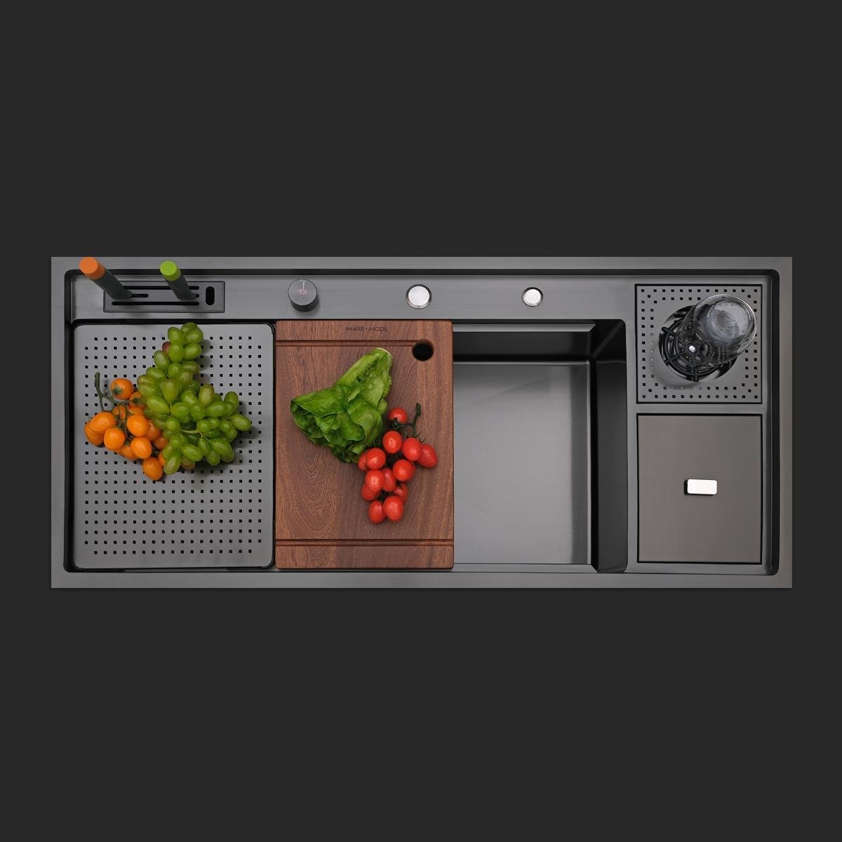 Verona El Yapımı PVD Eviye Seti 106x48 cm Siyah (Black)