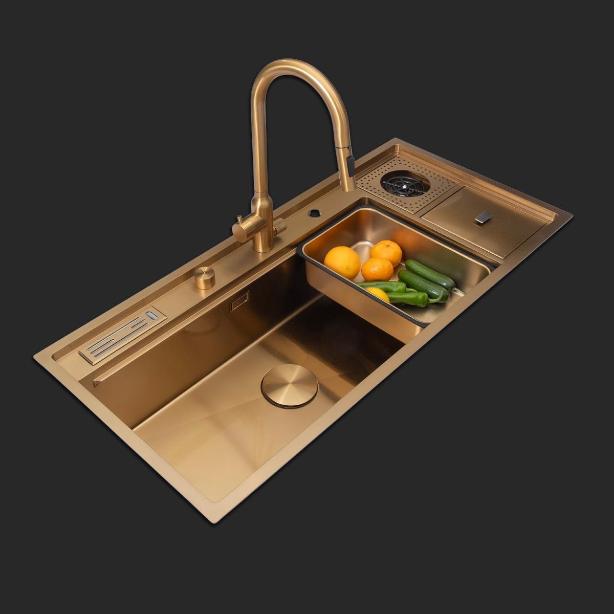 Verona El Yapımı PVD Eviye Seti 106x48 cm Altın (Gold)