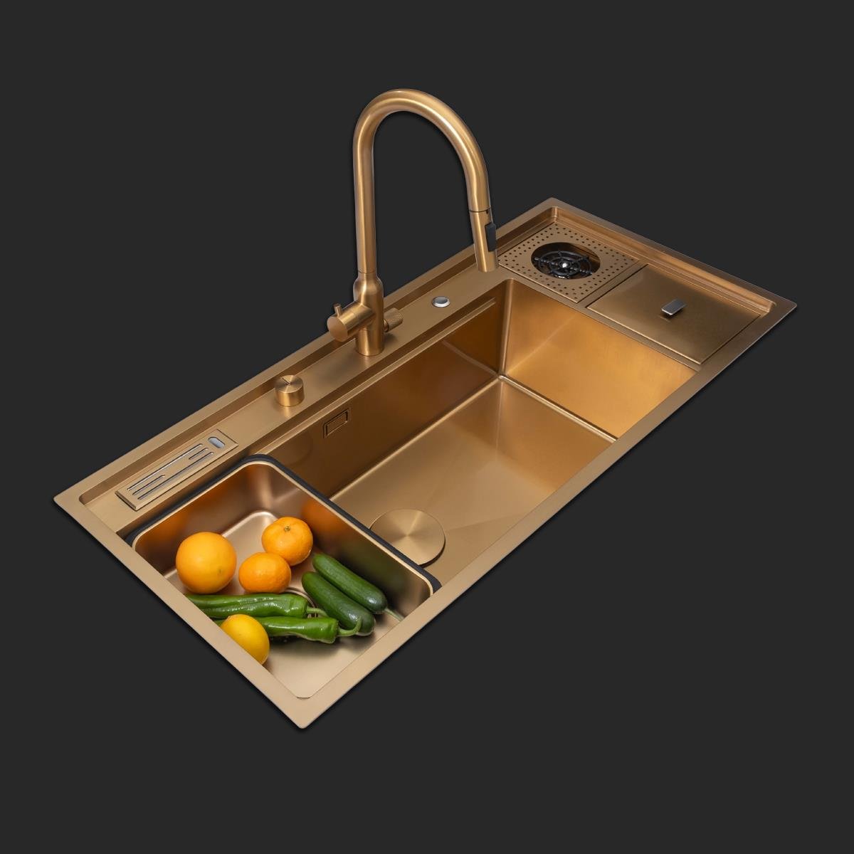 Verona El Yapımı PVD Eviye Seti 106x48 cm Altın (Gold)