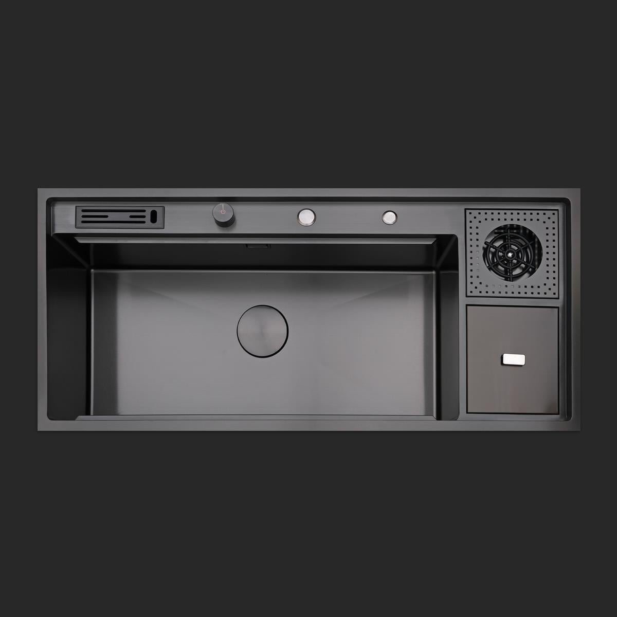 Verona El Yapımı PVD Eviye Seti 106x48 cm Siyah (Black)