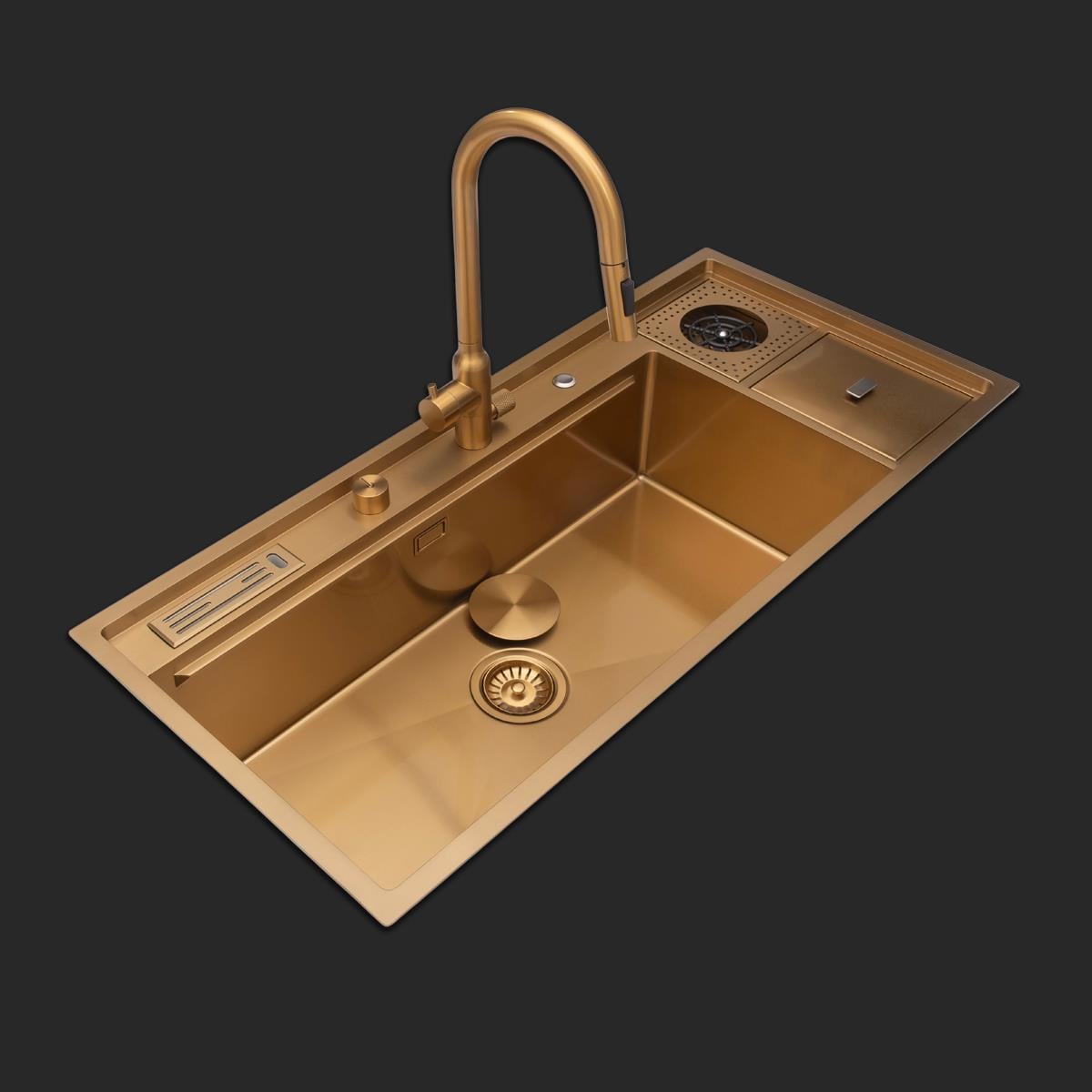 Verona El Yapımı PVD Eviye Seti 106x48 cm Altın (Gold)