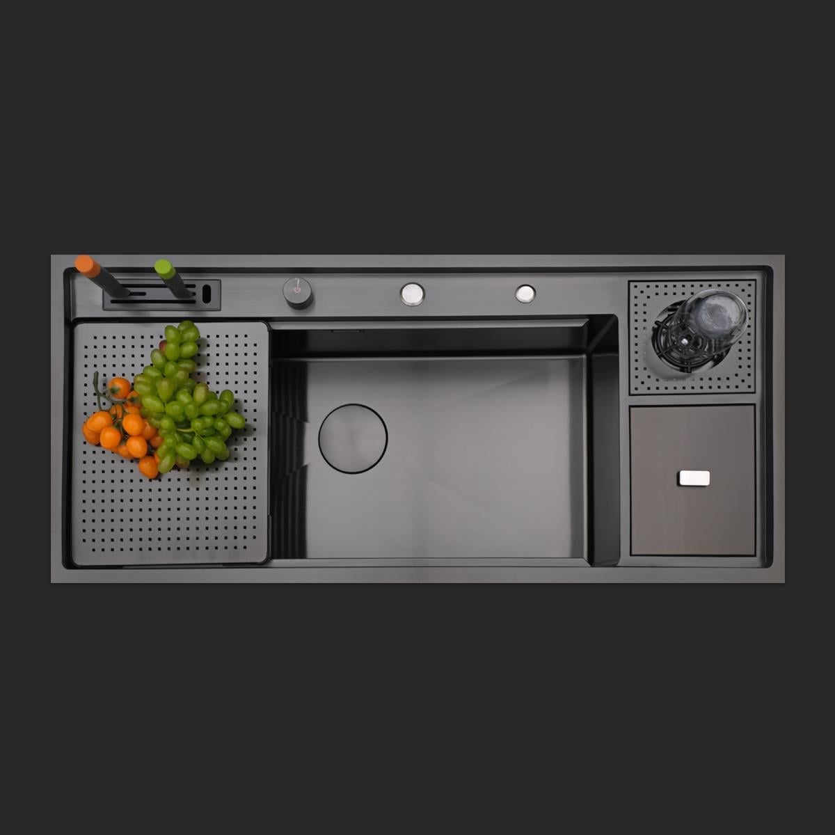 Verona El Yapımı PVD Eviye Seti 106x48 cm Siyah (Black)