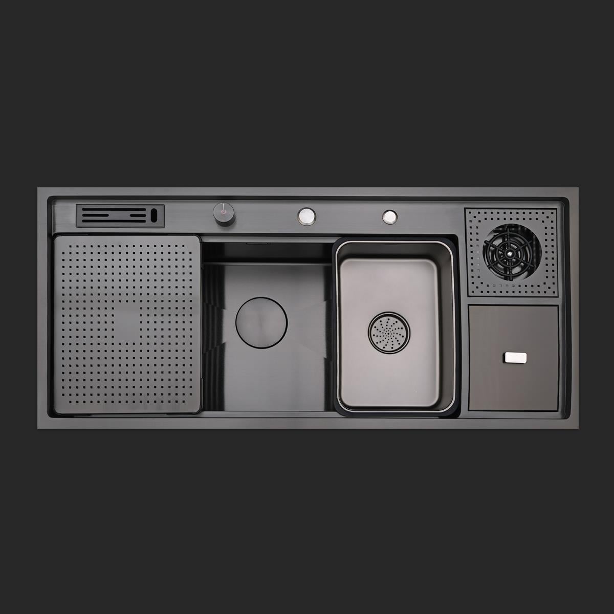 Verona El Yapımı PVD Eviye Seti 106x48 cm Siyah (Black)