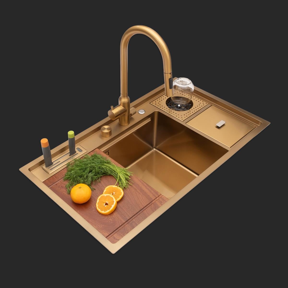Verona El Yapımı PVD Eviye Seti 85x48 cm Altın (Gold)