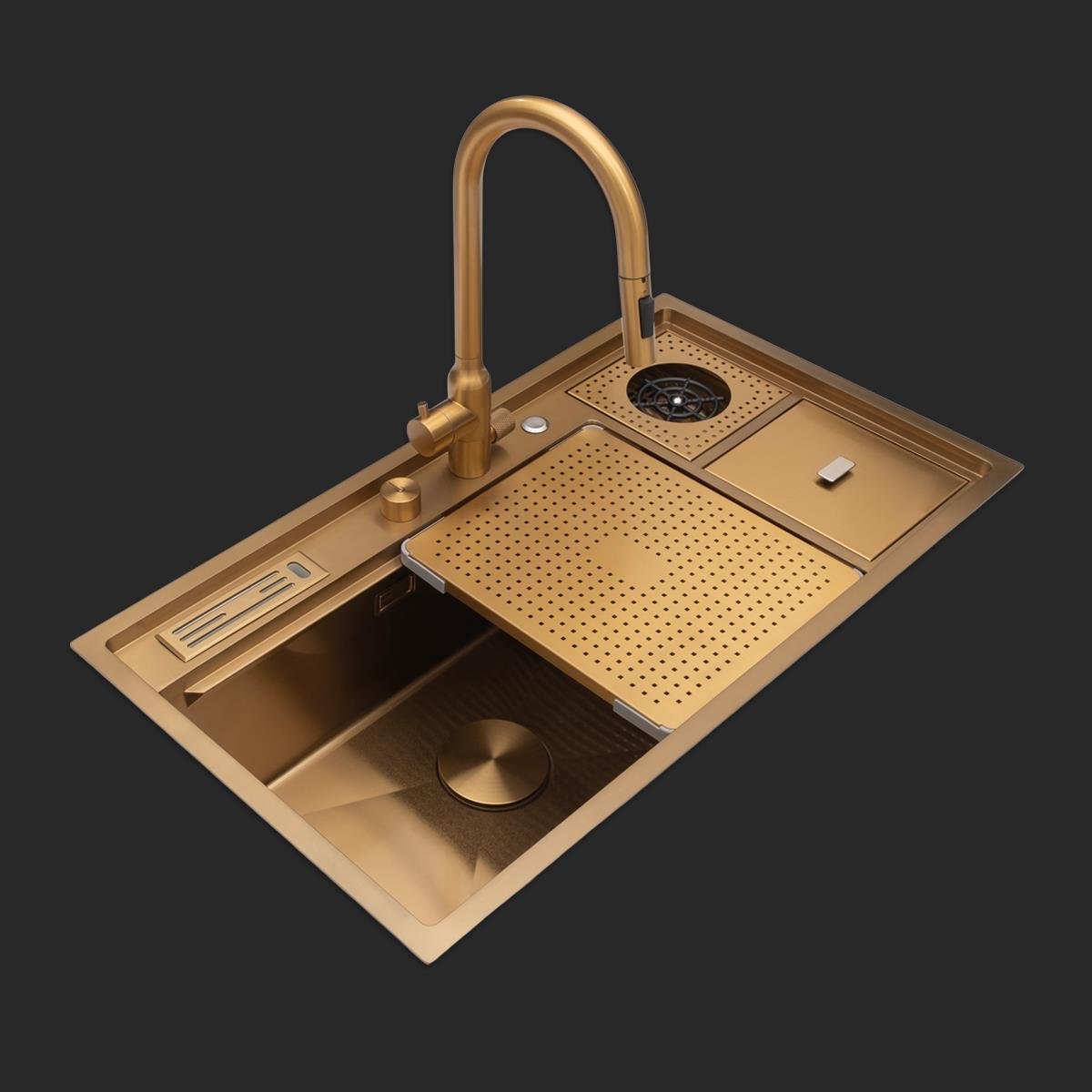 Verona El Yapımı PVD Eviye Seti 85x48 cm Altın (Gold)