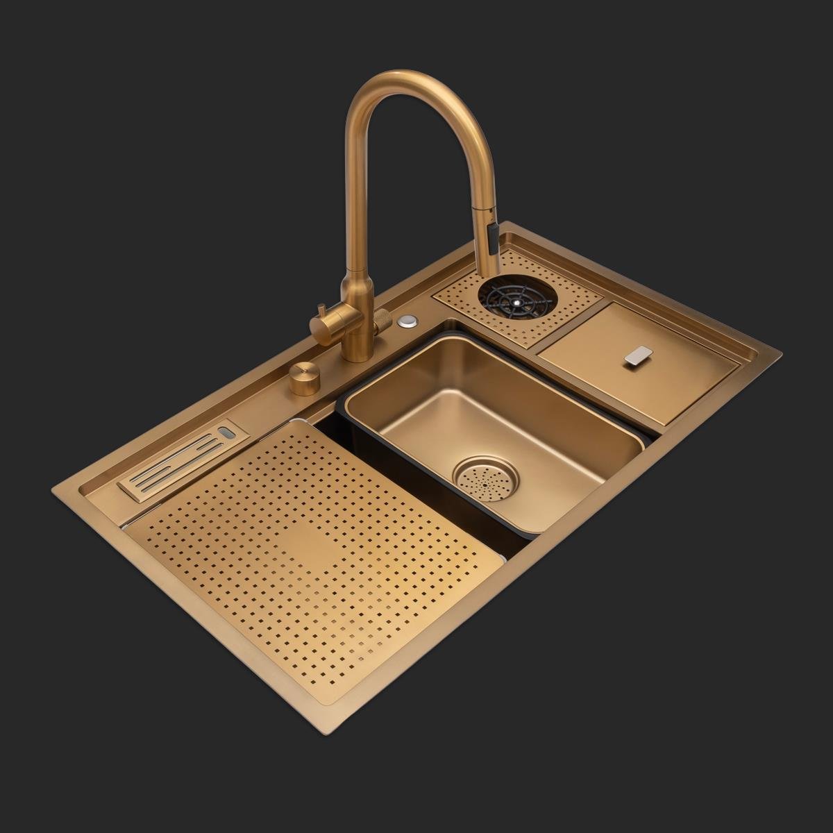 Verona El Yapımı PVD Eviye Seti 85x48 cm Altın (Gold)