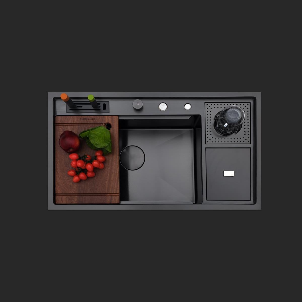 Verona El Yapımı PVD Eviye Seti 85x48 cm Siyah (Black)