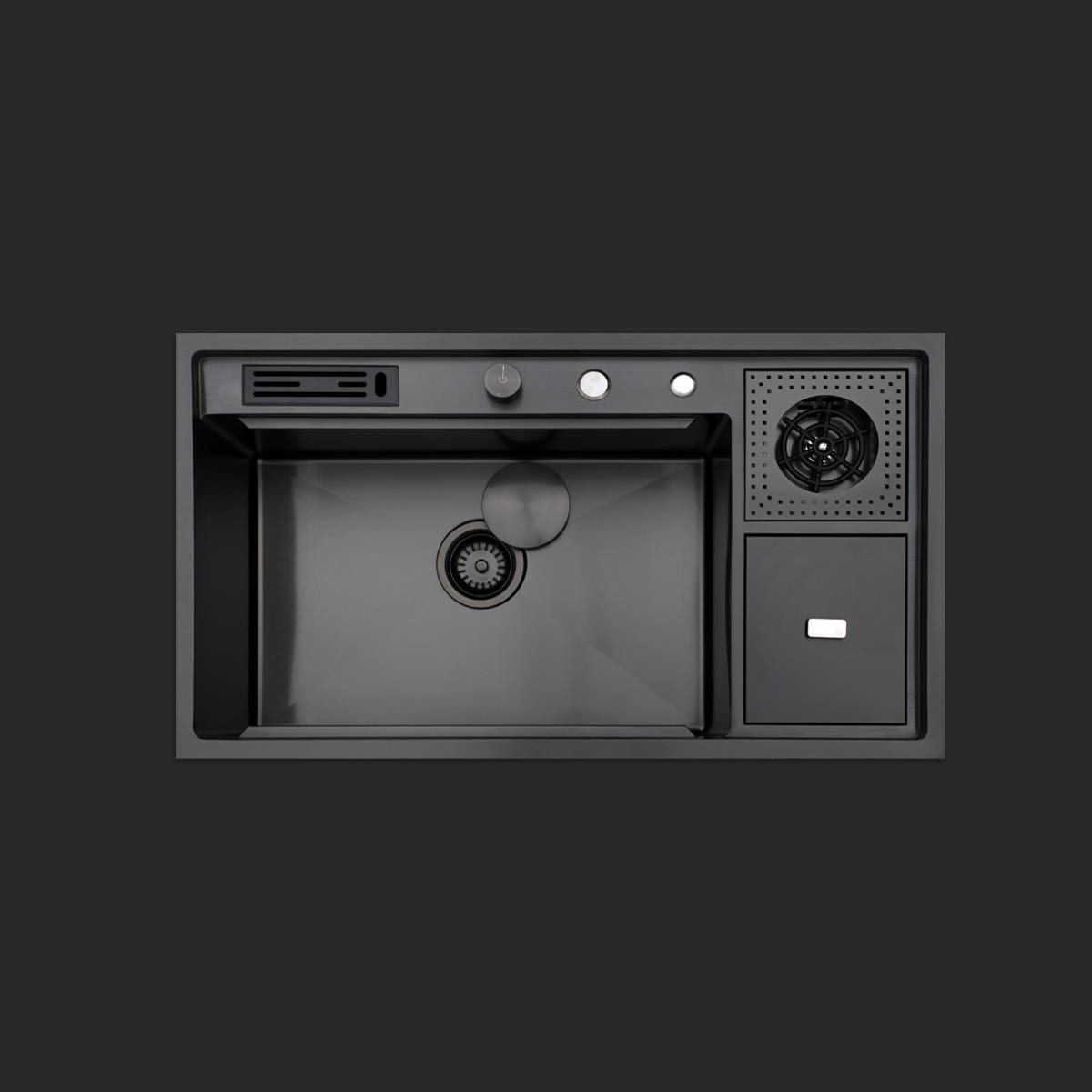 Verona El Yapımı PVD Eviye Seti 85x48 cm Siyah (Black)