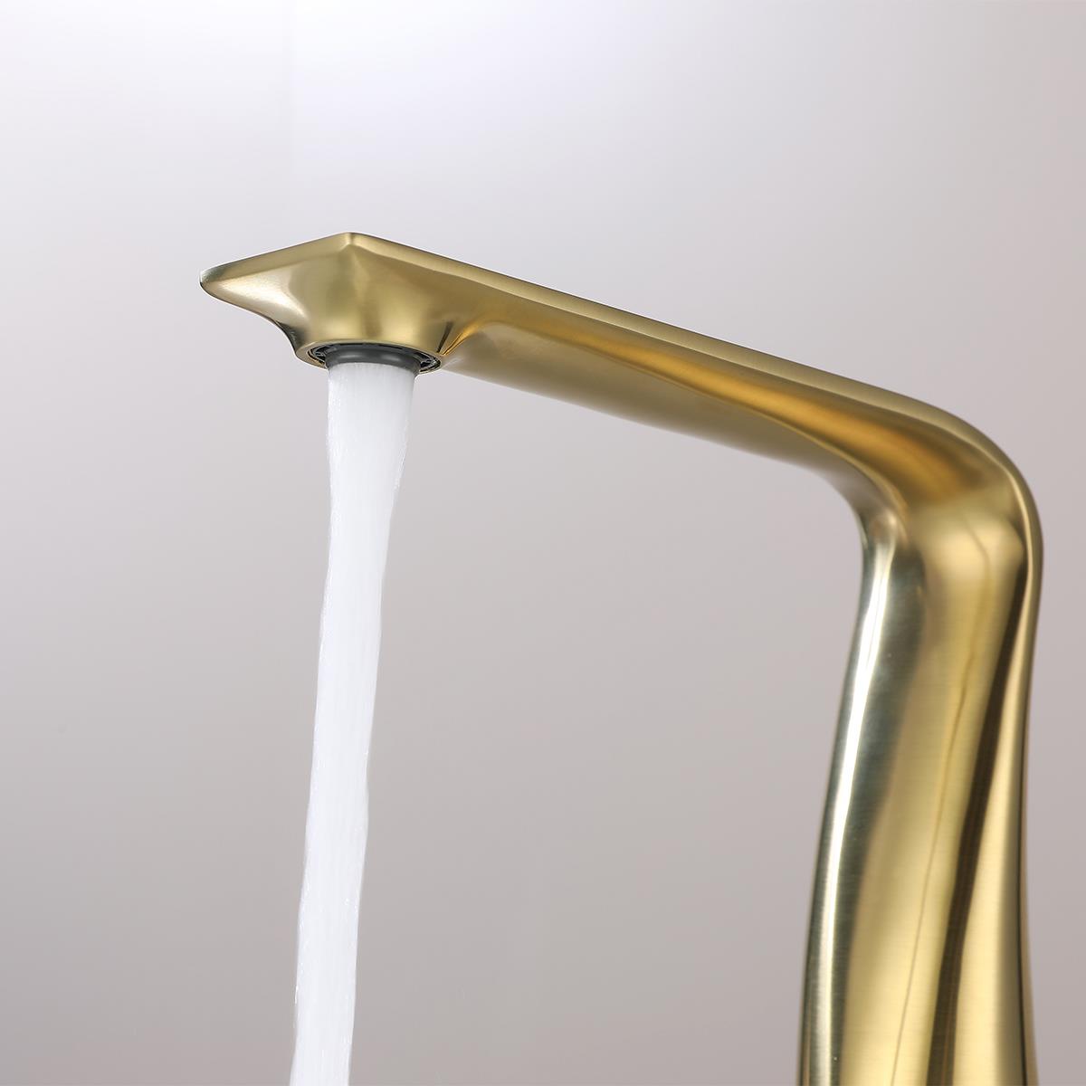Wind 3 Delikli Sensörlü Lavabo Bataryası Brushed Gold