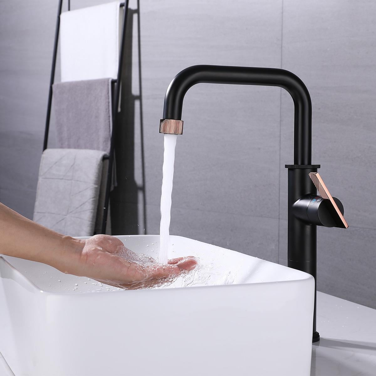Wing XL Yüksek Lavabo Bataryası Matt Black Rose Gold