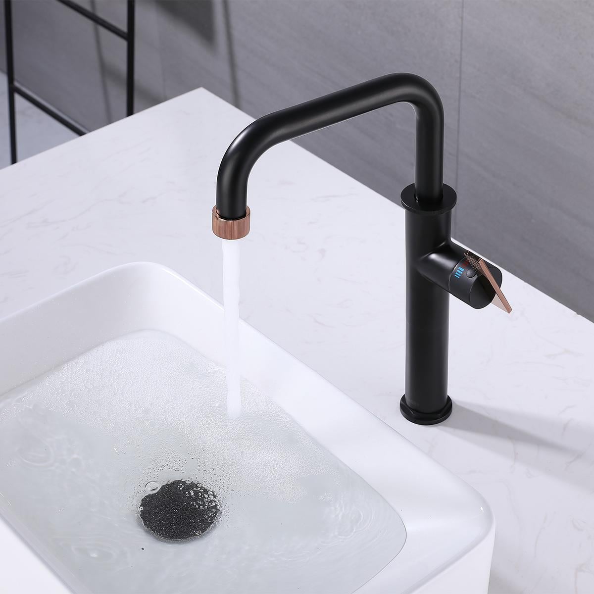 Wing XL Yüksek Lavabo Bataryası Matt Black Rose Gold