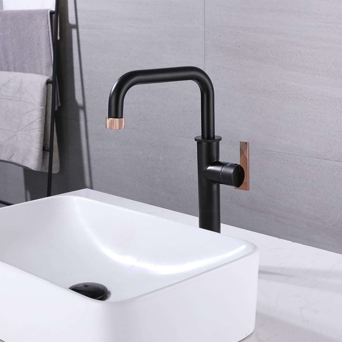 Wing XL Yüksek Lavabo Bataryası Matt Black Rose Gold