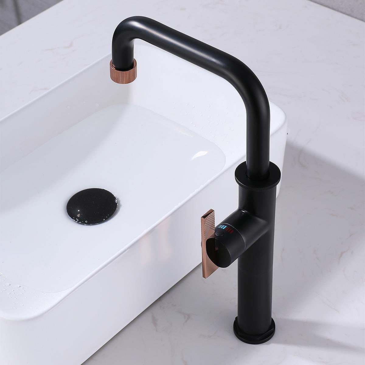 Wing XL Yüksek Lavabo Bataryası Matt Black Rose Gold