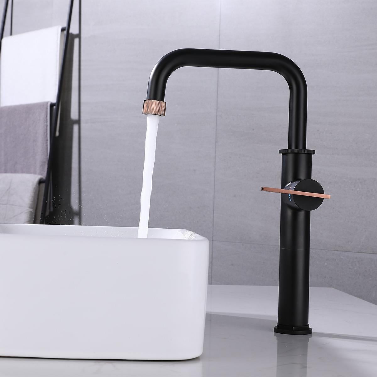 Wing XL Yüksek Lavabo Bataryası Matt Black Rose Gold