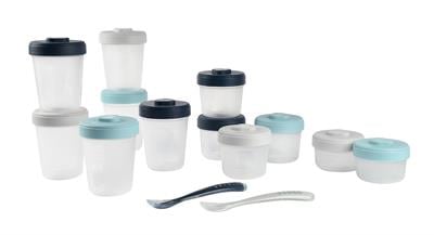 12li Saklama Kabı ve Silikon Kaşık Seti (1.yaş) Black and Green lids Beslenme Beaba