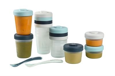 12li Saklama Kabı ve Silikon Kaşık Seti (1.yaş) Black and Green lids Beslenme Beaba
