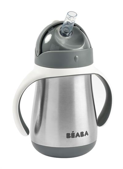 250 ml Çelik Pipetli Suluk Mineral Grey  Beslenme Beaba