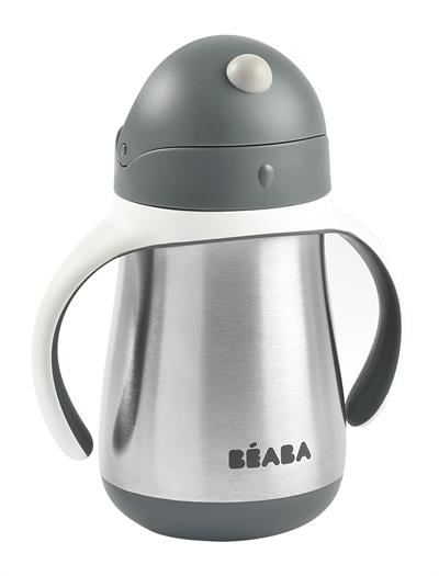 250 ml Çelik Pipetli Suluk Mineral Grey  Beslenme Beaba