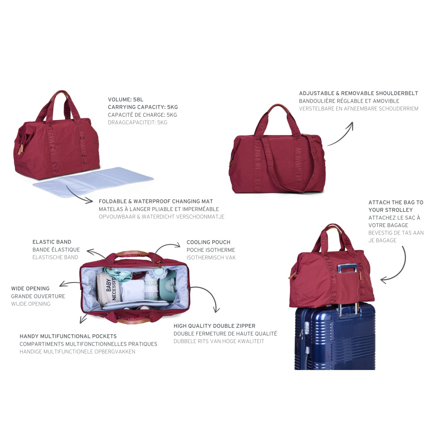 Mommy Bag Çanta, Urban Burgundy Kategorisiz Childhome