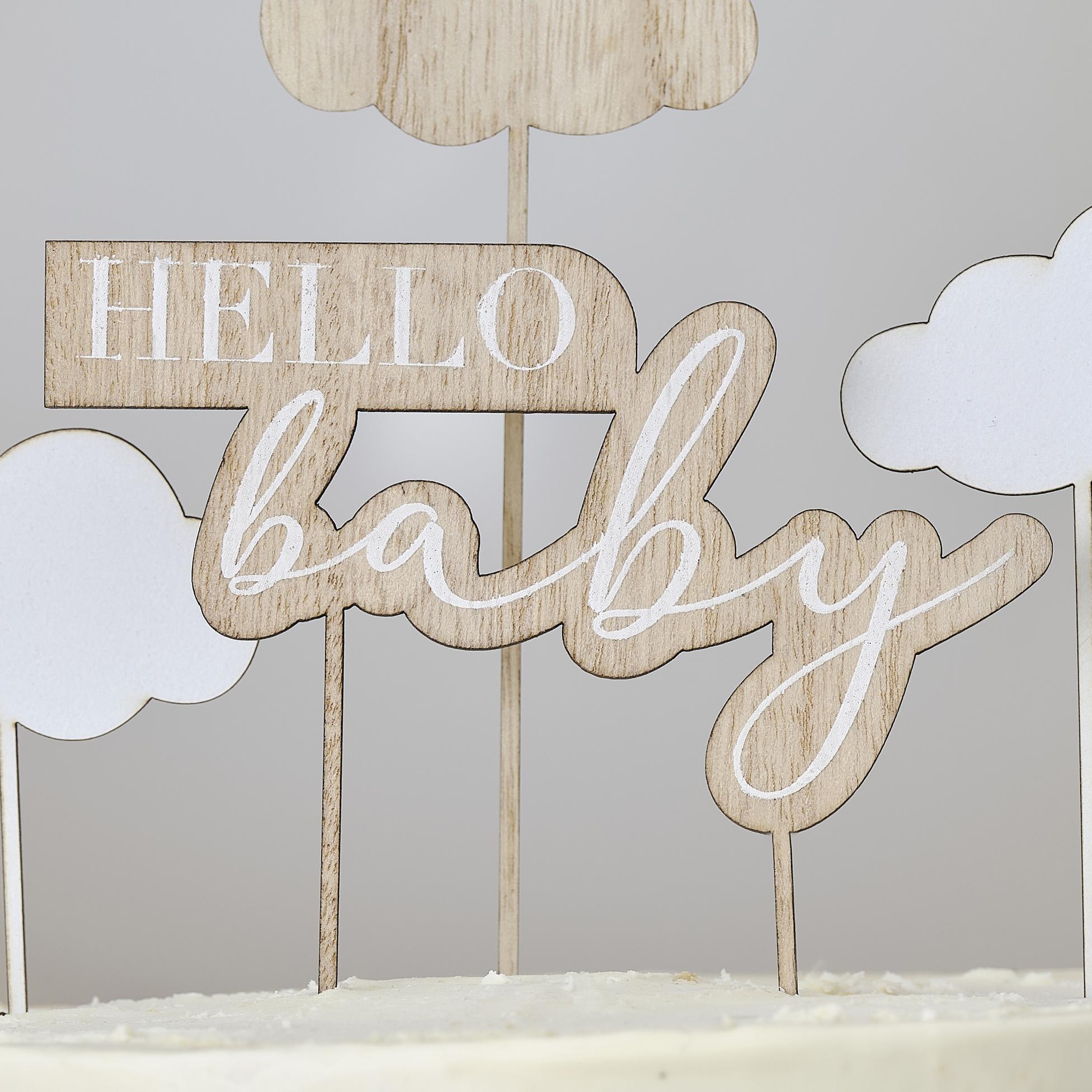 Ahşap Pasta Süsü - Hello Baby