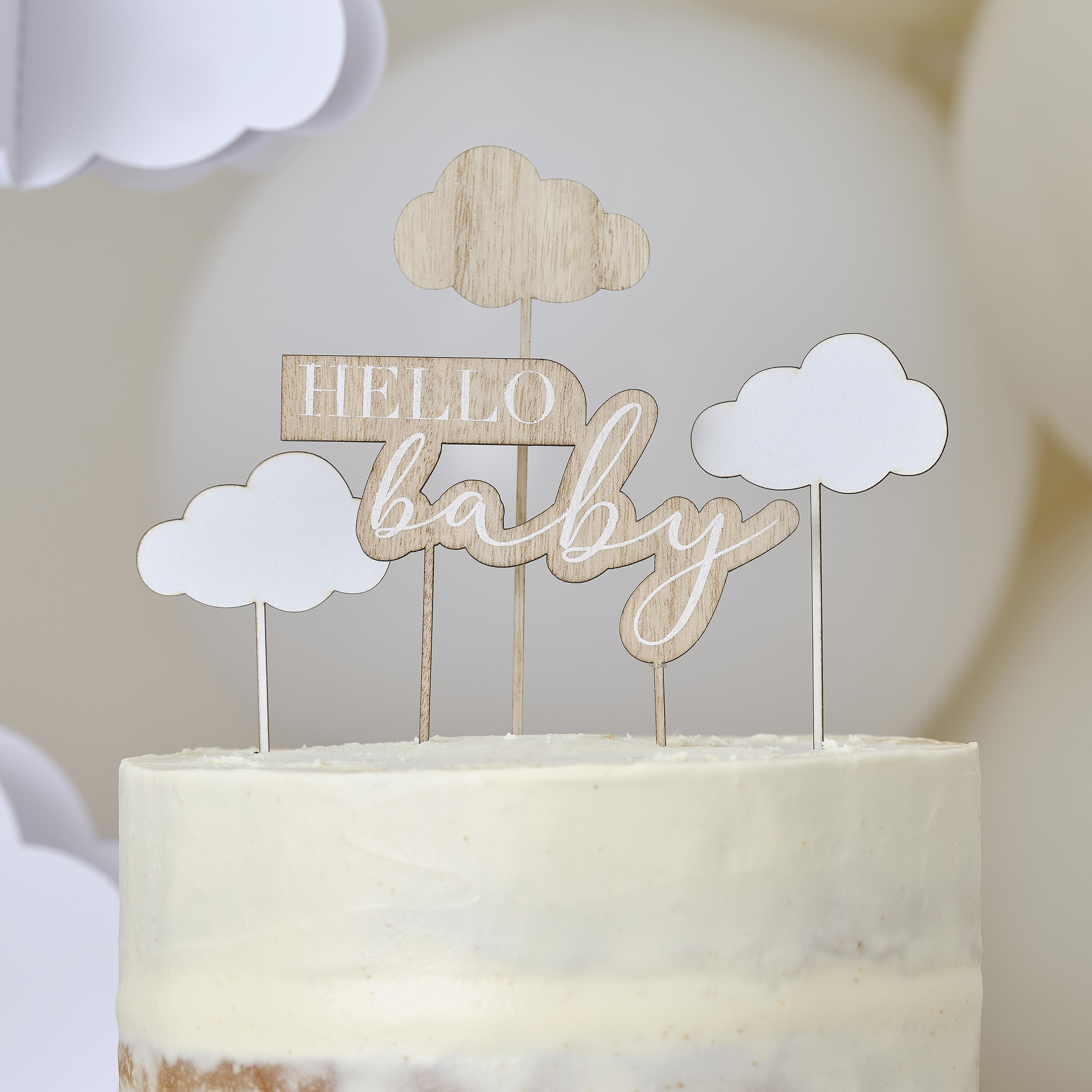 Ahşap Pasta Süsü - Hello Baby