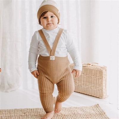 Askılı Organik Triko Bebek Taytı - Cappucino Tekstil Mama Yoyo Baby & Kids