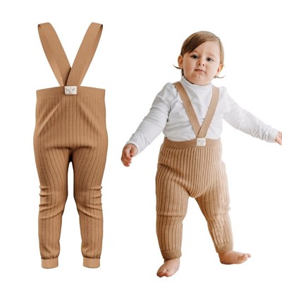 Askılı Organik Triko Bebek Taytı - Cappucino Tekstil Mama Yoyo Baby & Kids